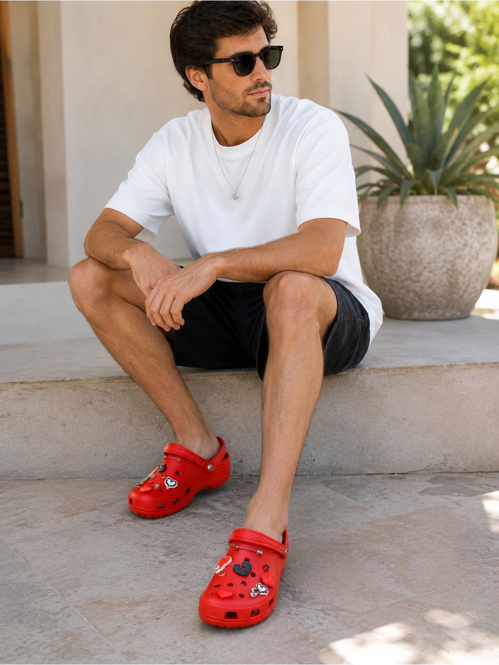 CROCS x Staple Men's Red Classic Clog with light up Charms limited edition